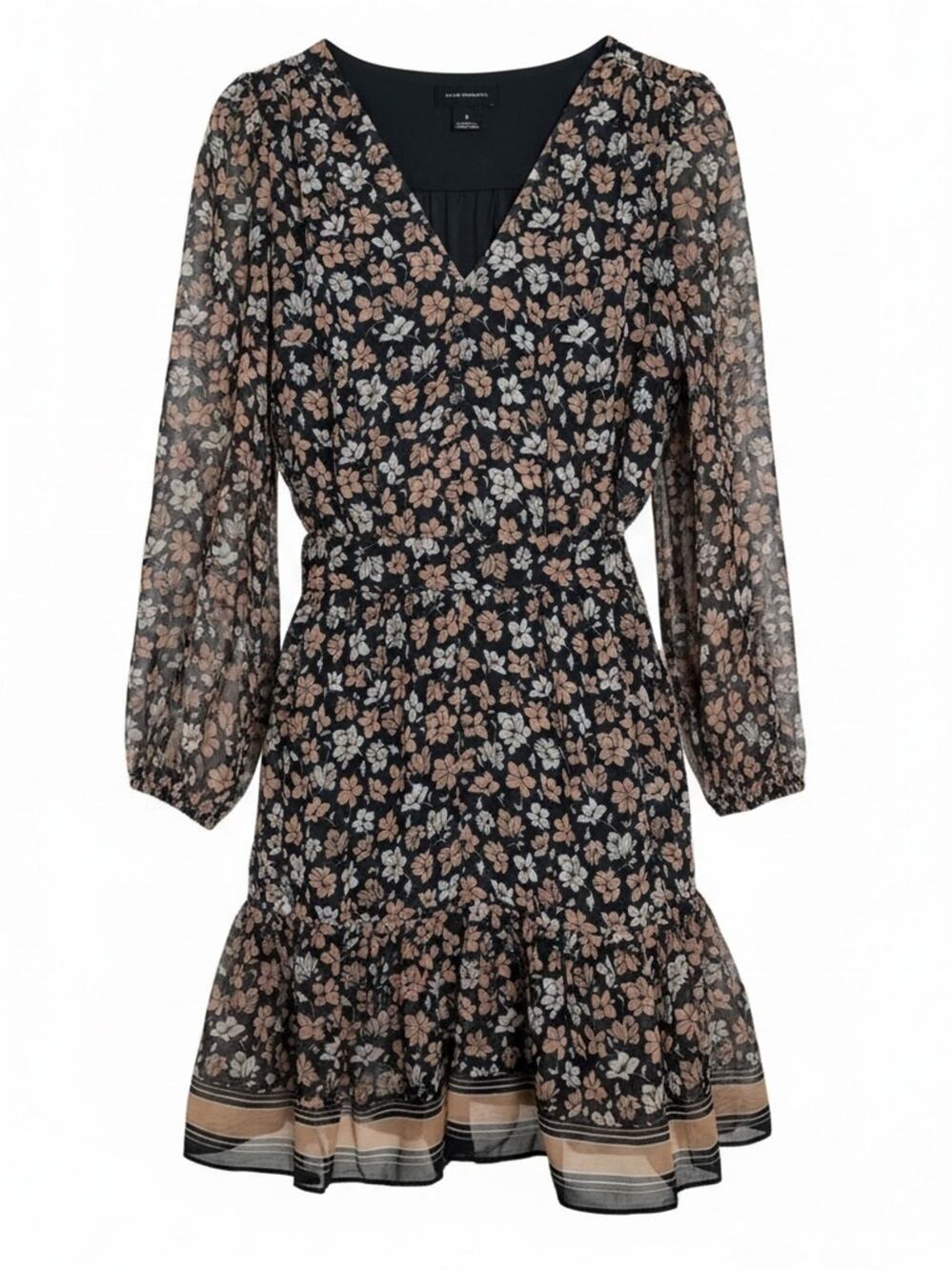 Club Monaco Floral Print V Neck Mini Dress